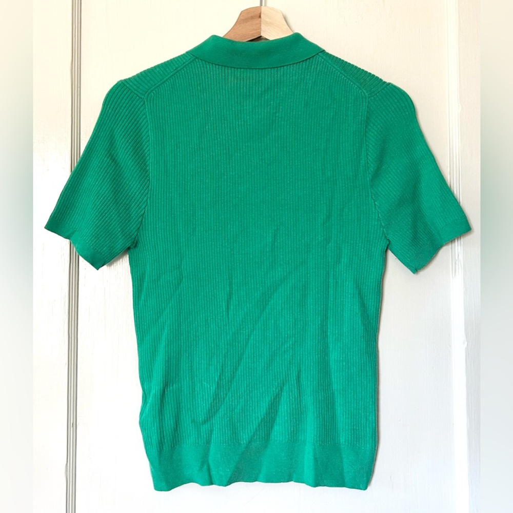 NWT J. Crew‎ Short Sleeve Polo Shirt Lyocell Blend Vibrant Green L - Picture 3 of 5